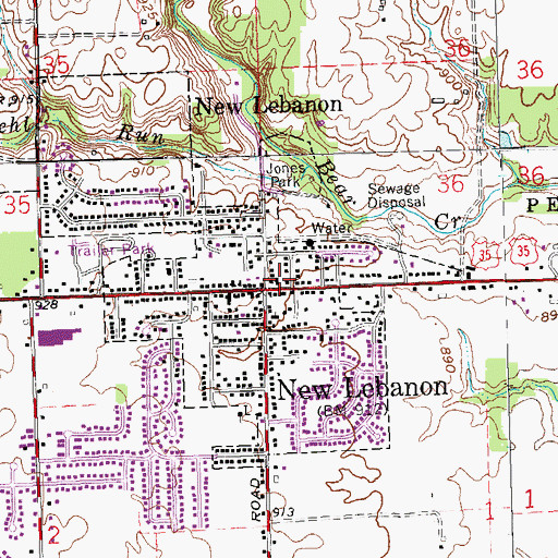 Topographic Map of New Lebanon Post Office, OH