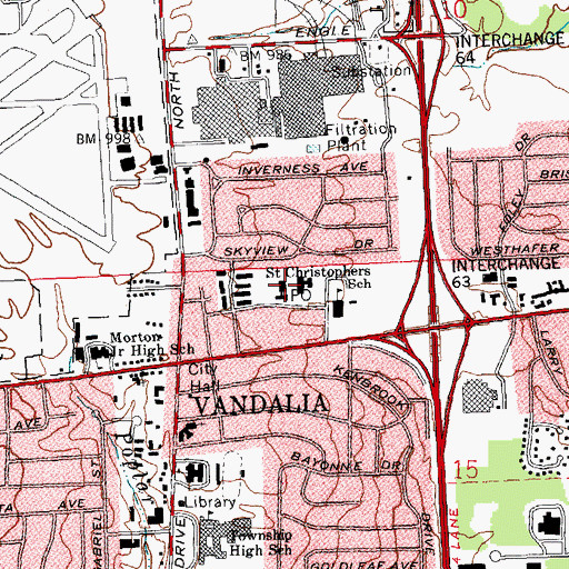Topographic Map of Vandalia Post Office, OH