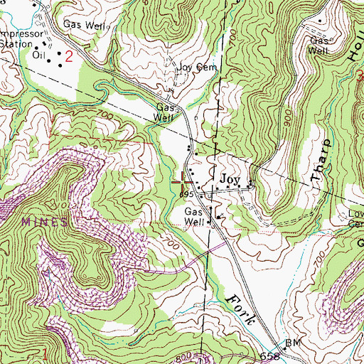 Topographic Map of Joy Post Office (historical), OH