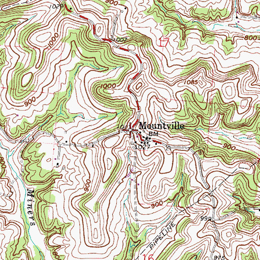Topographic Map of Mountville Post Office (historical), OH