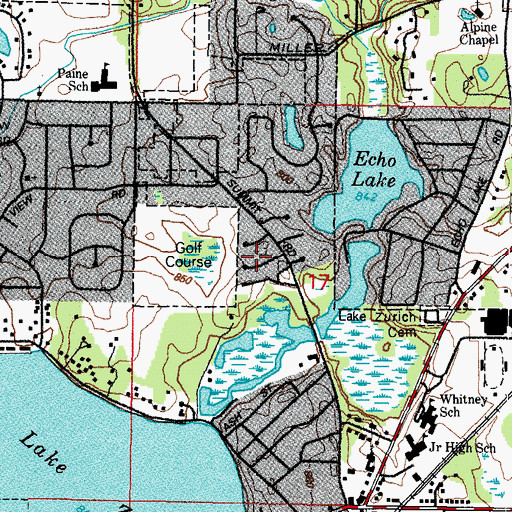 Topographic Map of Ancient Oaks, IL