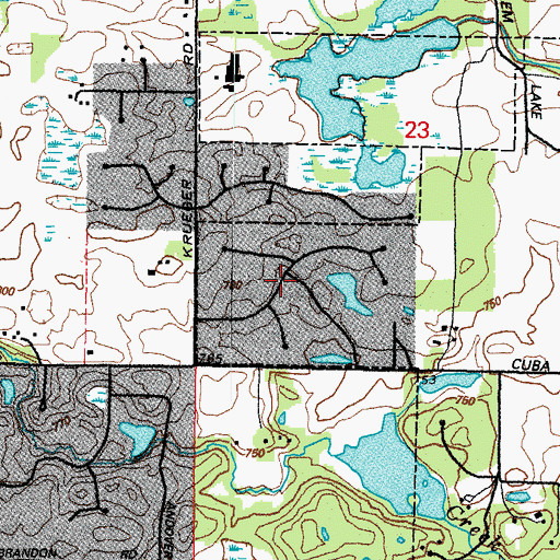 Topographic Map of Beaver Creek, IL