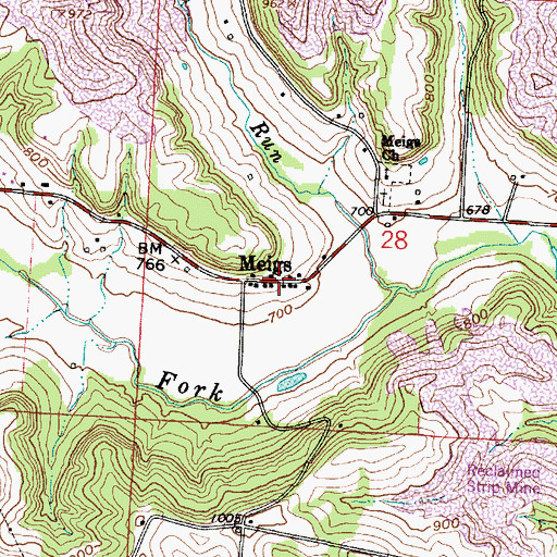 Topographic Map of Meigs Post Office (historical), OH