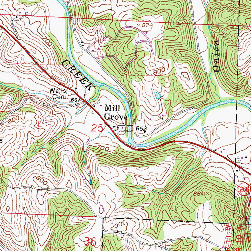 Topographic Map of Millgrove Post Office (historical), OH