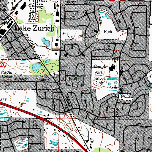 Topographic Map of Countryside East, IL