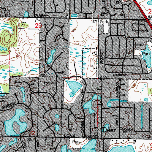 Topographic Map of Deerpath Estates, IL