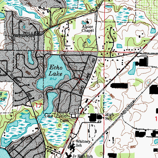 Topographic Map of Echo Lake, IL