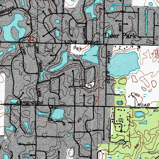 Topographic Map of Ferndale Woods, IL