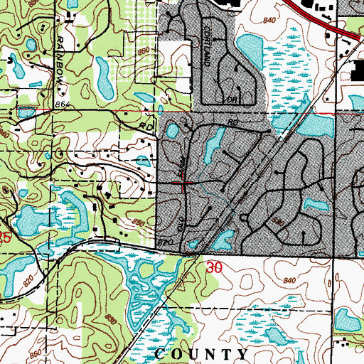 Topographic Map of Forest Green Lake Estates, IL
