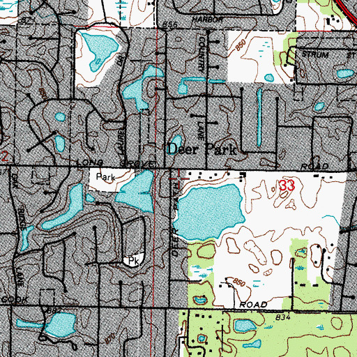 Topographic Map of Foxcroft, IL