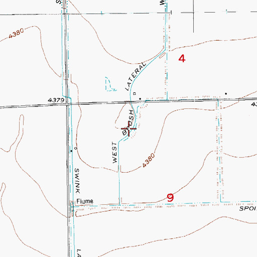 Topographic Map of West Brush Lateral, CO