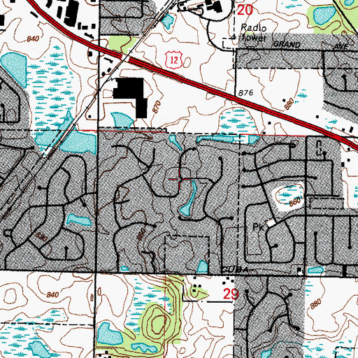 Topographic Map of Hamilton Estates, IL