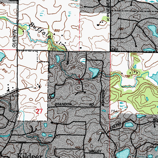 Topographic Map of Hickory Hills, IL