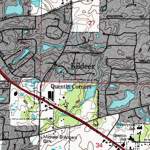 Topographic Map of Hidden Valley, IL