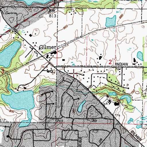 Topographic Map of Indian Creek Country Estates, IL