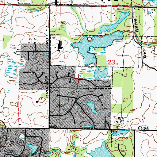 Topographic Map of Meadowridge, IL