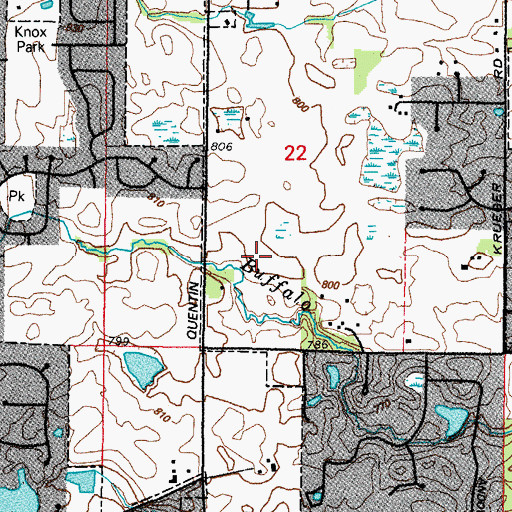 Topographic Map of Prairie Creek, IL