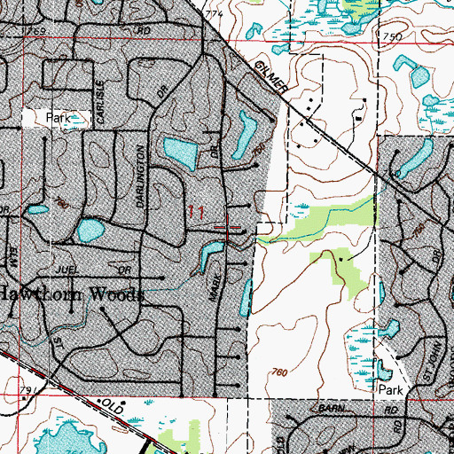 Topographic Map of Rambling Hills, IL