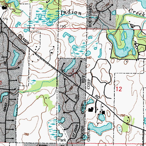 Topographic Map of Rambling Hills East, IL