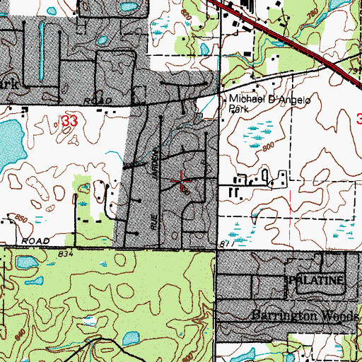 Topographic Map of Rue Vallee, IL
