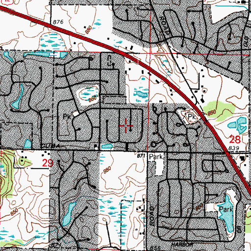 Topographic Map of The Meadows, IL