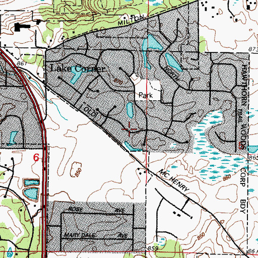 Topographic Map of Thornfield, IL