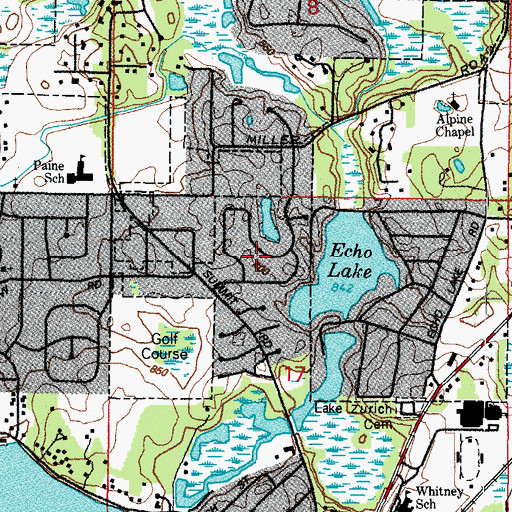 Topographic Map of Timber Trails, IL