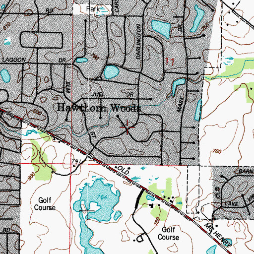 Topographic Map of Woodland Estates, IL