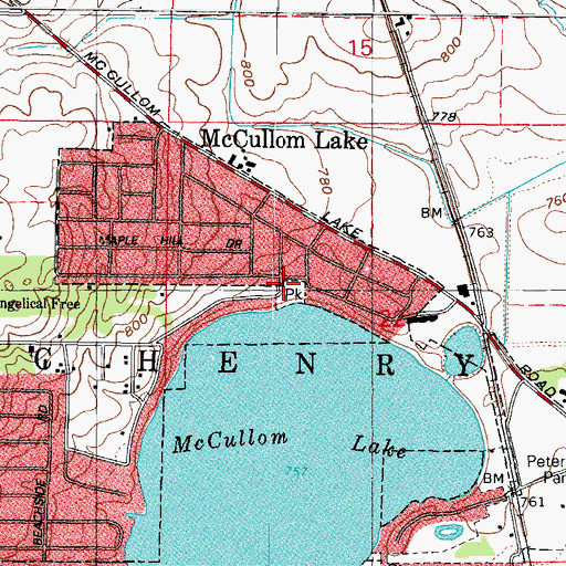 Topographic Map of McCullom Lake Village Hall, IL