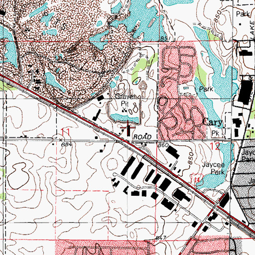 Topographic Map of Cary Commons Shopping Center, IL
