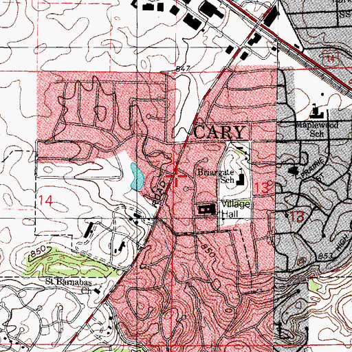 Topographic Map of Country Commons Shopping Center, IL