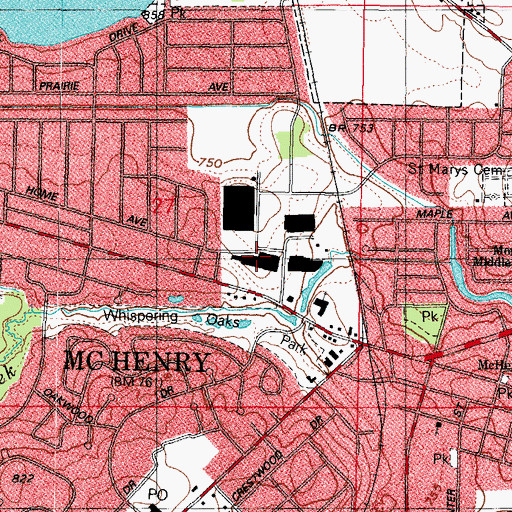 Topographic Map of McHenry Market Place Shopping Center, IL