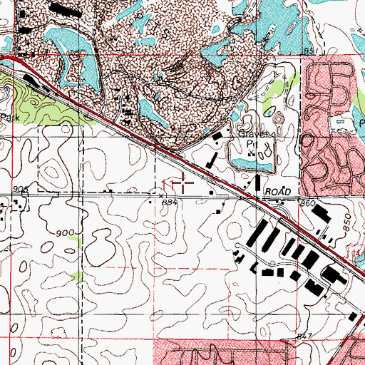Topographic Map of Three Oaks Industrial Park, IL