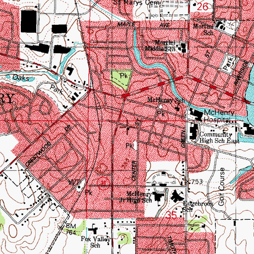 Topographic Map of McHenry Full Gospel Church, IL