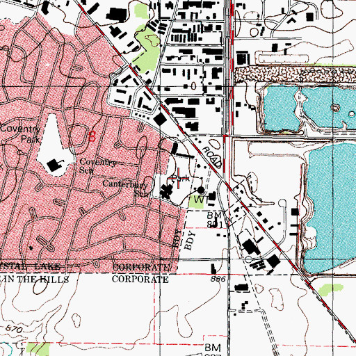 Topographic Map of Canterbury Park, IL
