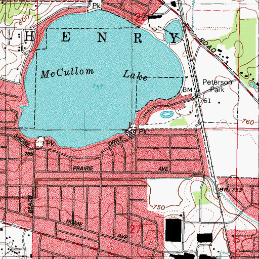 Topographic Map of East Beach Park, IL