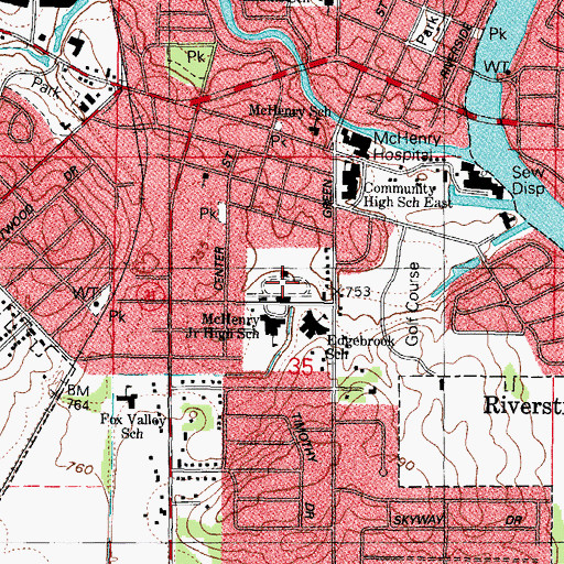 Topographic Map of McCracken Athletic Field, IL