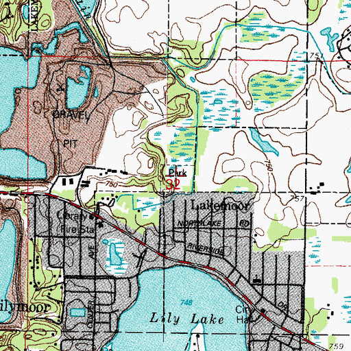 Topographic Map of Park Lane Nature Park, IL