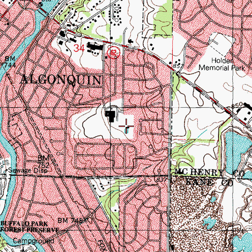 Topographic Map of Snapper Field Park, IL