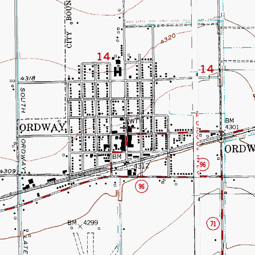 Topographic Map of Ordway, CO