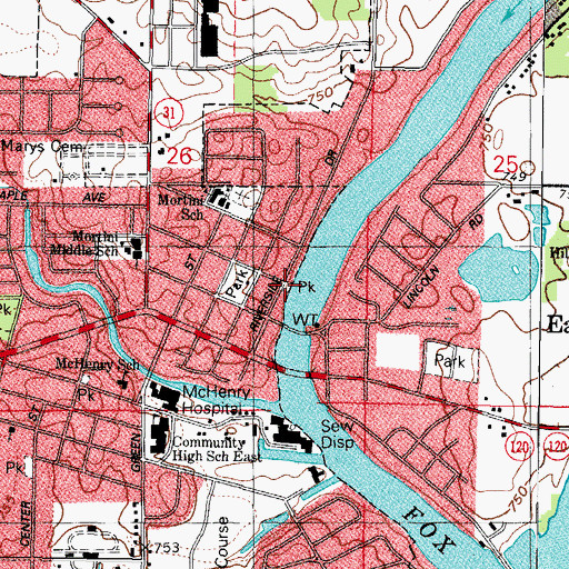 Topographic Map of Weber's Park, IL