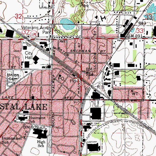Topographic Map of Depot Park, IL