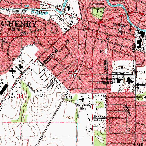 Topographic Map of Kiwanis Tot Lot, IL