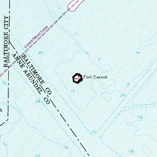 Topographic Map of Fort Carroll Light, MD