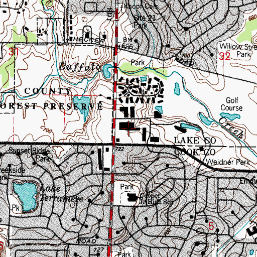 Topographic Map of Chase Plaza Shopping Center, IL