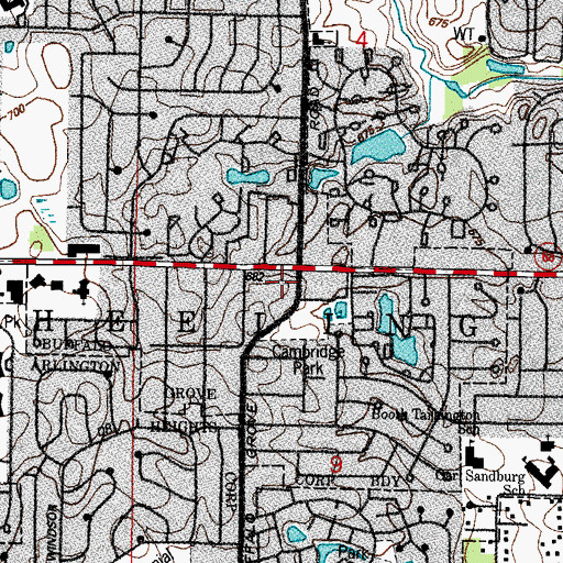 Topographic Map of Country Court Shopping Center, IL