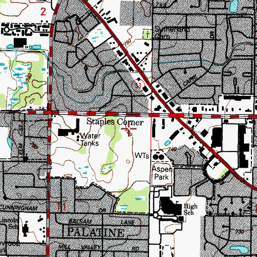 Topographic Map of Deer Grove Crossing Shopping Center, IL