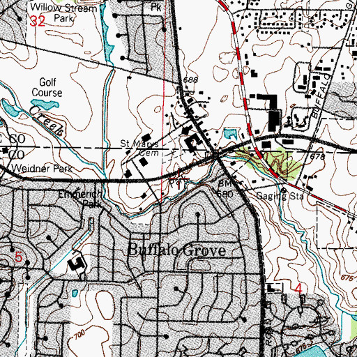 Topographic Map of Emmerich East Park, IL