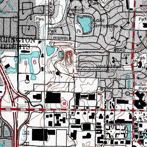 Topographic Map of Nickol Knoll Park, IL