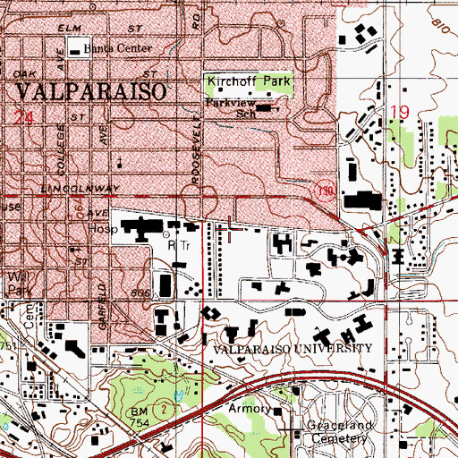 Topographic Map of Center for Diaconal Ministry, IN